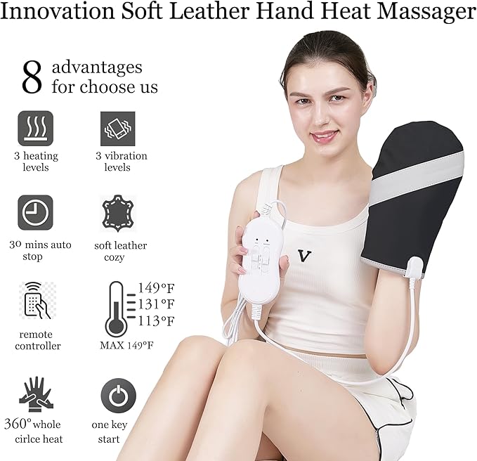 Electric Hand Massager Machine for Carpal Tunnel Pain Relief with 3 Modes Intensities 3 Heat Levels Fingers Massage,Birthday Gifts for Women Husband,Gifts for Women Men (Single)