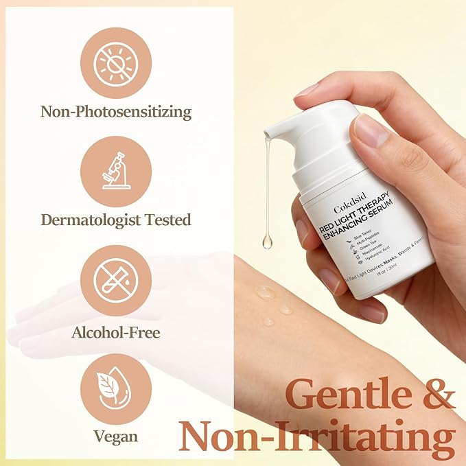 Red Light Therapy Activation Serum for Face– Firming & Hydrating Facial Serum for LED Red Light Devices and Microcurrent Facial Device – Anti-Aging Green Tea Serum with Niacinamide,Multi Peptides