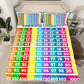 Numbers Alphabet Fitted Sheet Full, Educational Learning Bedding Set for Kids Boys Girls Numbers Bed Sheet Set Learning Time Bed Cover (2 Pillow Cases and a Fitted Sheet)