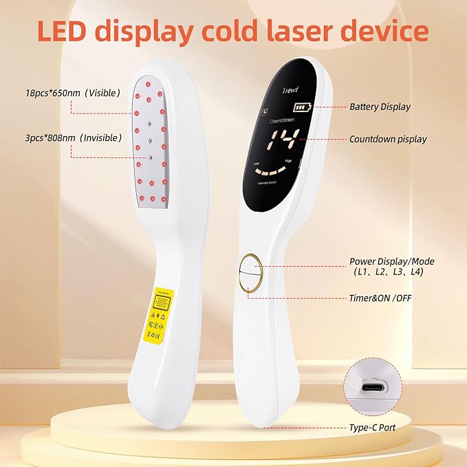 Cold Laser Therapy Device – Low Level Laser Therapy (LLLT) Wand 3x808nm + 18x650nm, Handheld Red & Infrared Light Therapy for Humans & Pets – Red Light Therapy for Dogs & Cats, Joint & Muscle Relief