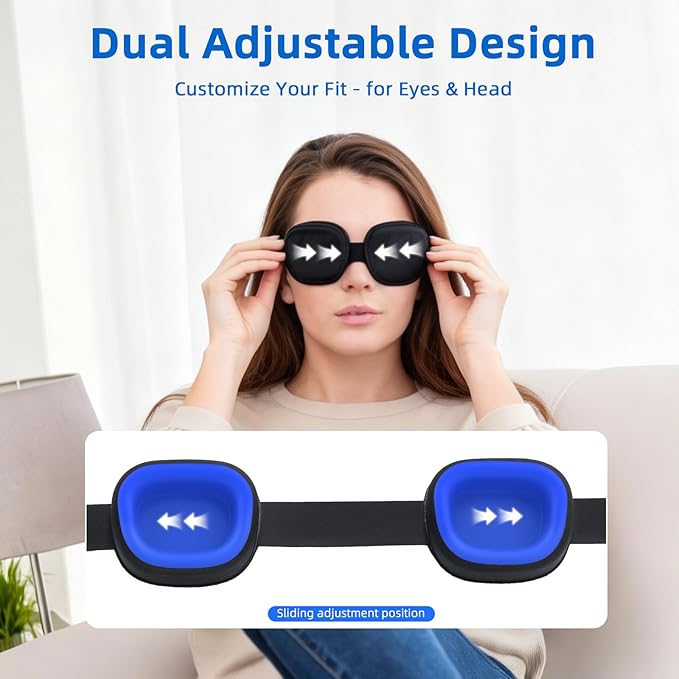 Eye Mask for Dry Eyes – 100% Blackout Dry Eye Mask, Moisture Goggles & Sleeping Mask for Men – Adjustable, Removable Silicone, Soft for Travel & Shift Work