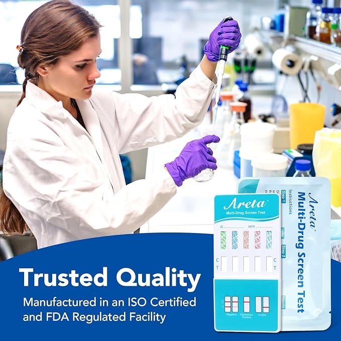 Areta 5 Panel Urine Drug Test Kit - [5 Pack] Testing Marijuana(THC), Cocaine(COC), Opiates(OPI), AMP, BZO, at Home All Drugs Screening Tests Kit, #ADTP-754