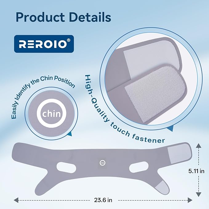 Chin Strap for Sleeping with 4-Side Adjustment, Anti Snoring Chin Strap Elasticity for Adults, Anti Snoring Devices Breathable and Durable, Snore Stopper for CPAP Users, Gray, M