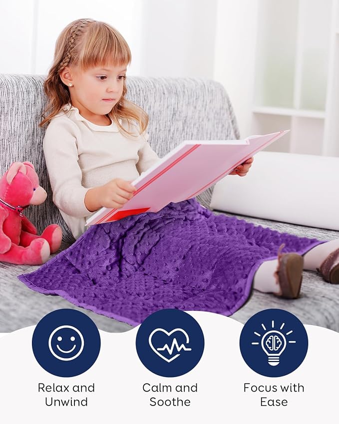 Kivik 2 lbs Weighted Lap Pad, Ultra Soft Minky Dotted Heavy Blankets Throw for Better Study Relaxing & Sleeping, Machine Washable, 20 x 30 Inches, Purple