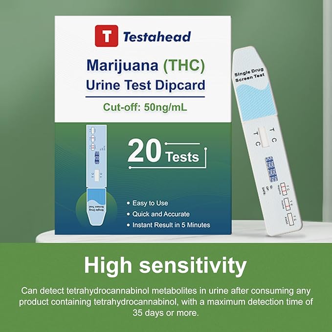 THC Drug Test Kit – 20 THC Test Strips for Urine – Fast & Accurate Marijuana Detection for Home or Workplace – Easy to Use, Results in 5 Minutes