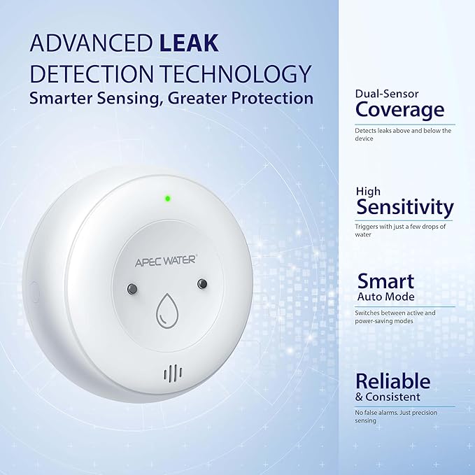 APEC WATER WiFi Water Leak Detector for Home, App Connected get Real-Time Alerts, Highly Reliable Dual Sensor Wet Moisture Detection (3PK)
