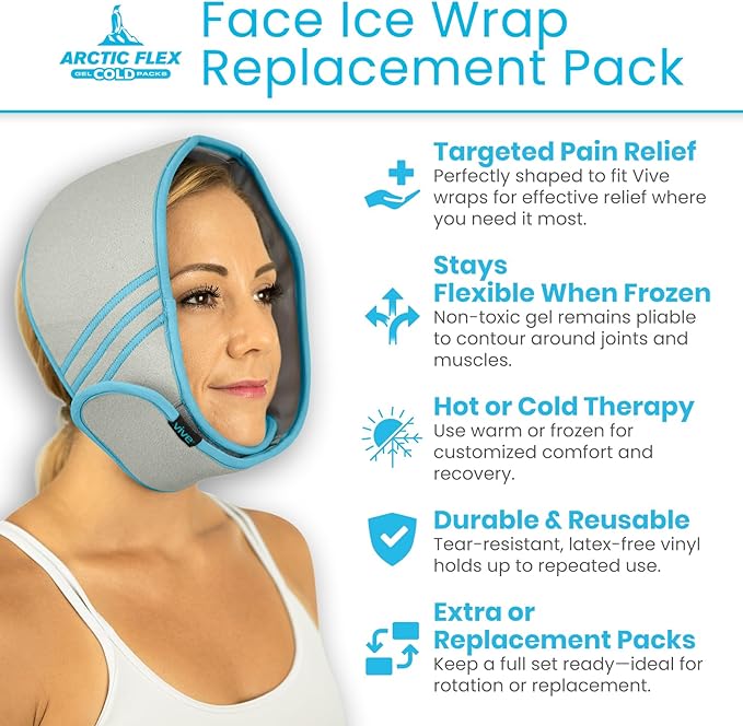 Arctic Flex Gel Replacement Packs - Ice Packs Reusable for Face Ice Brace - Hot and Cold Gel Ice Pack for Injuries, Pain Relief, Swelling - Flexible Therapy Compression Wrap - Athletic, Women, Men