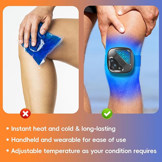 Instant Heat Cold Relief Machine, Portable Heating Pad for Pain Relief, Muscle Relaxer, Contrast Electric Heating Pad Cold Pack, Wearable Cordless Heating Pad for Neck Shoulders Back Arm Leg Knee