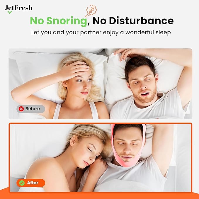 Chin Strap for Sleeping and Snoring - Pink Anti Snoring Device for Men and Women, Breathable and Skin-Friendly Snore Stopper with Adjustable Fit That Holds Jaw in Place & Supports CPAP Users