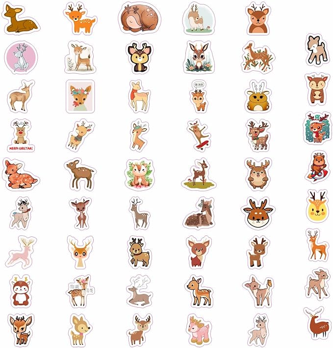 BulbaCraft 100Pcs Deer Stickers and Decals - Woodland, Gold, Whitetail, White Deer Stickers for Water Bottles & Laptops, Gifts for Women & Men