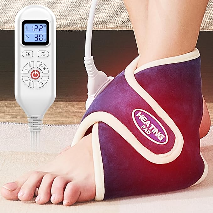 CAMECO Electric Ankle Heating Pad for Achilles Tendinitis Pain Relief, 30s Quick Heating & 86℉-158℉ Heated Ankle Brace for Women Men Home Office, Ankle Heat Wrap for Arthritis Swelling