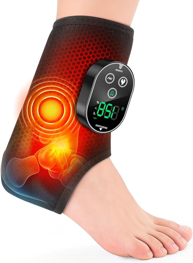 Cordless Neuropathy Foot Massager, Ankle Massager for Pain Relief, Ankle Heating Pad Plantar Fasciitis Relief, Black