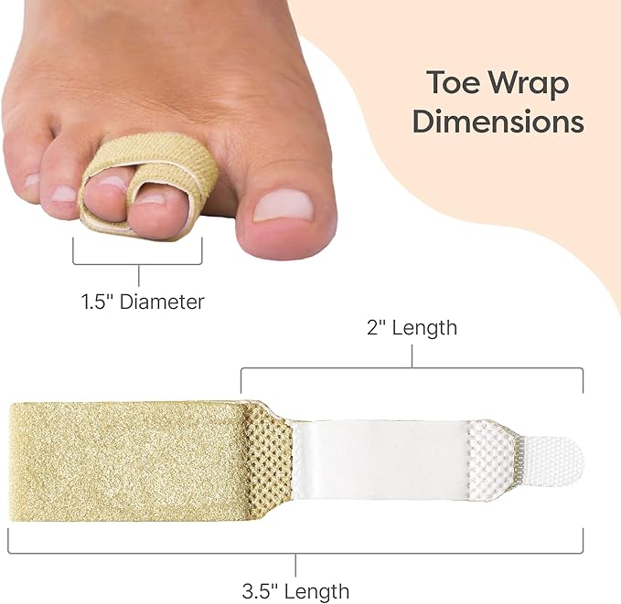 ZenToes Hammer Toe Corrector for Women & Men - Reusable Fabric Buddy Wraps for Broken Toes - Cushioned Toe Splint for Protection & Recovery & Hammertoe Straightener - 4 Count (OSFM, Firm Beige)