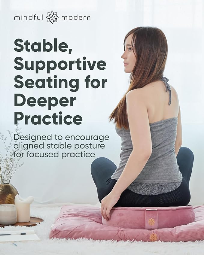 Mindful & Modern Zabuton Meditation Mat - Cotton Filled Yoga and Meditation Pad - Zabuton Meditation Cushion for Kneeling and Sitting Support - Large Rectangular Sitting Floor Pillow for Bench or Zafu