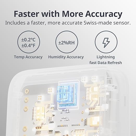 SwitchBot Thermometer Hygrometer, Bluetooth Indoor Humidity Meter and Temperature Sensor with App Control, Large LCD Display, Notification Alerts, Data Storage Export, Remote Monitor for Home (2 Pack)