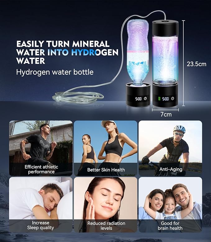4.0 Upgrade Hydrogen Water Bottle 【SGS Certification - 5000PPB】【NO.1-100% Odorless】 Hydrogen Water Bottle - 2025 SPE PEM Technique, Double Hydrogen Content 2PCS1