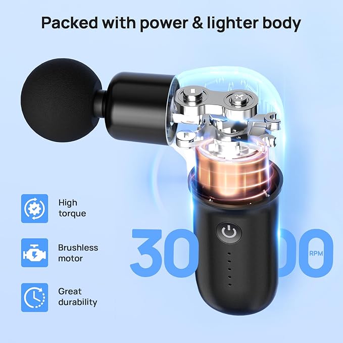 Super Mini Massage Gun, Deep Tissues Percussion Muscle Massager, Compact Sports Travel Massage Gun, Portable Massager Gun for her him, Black