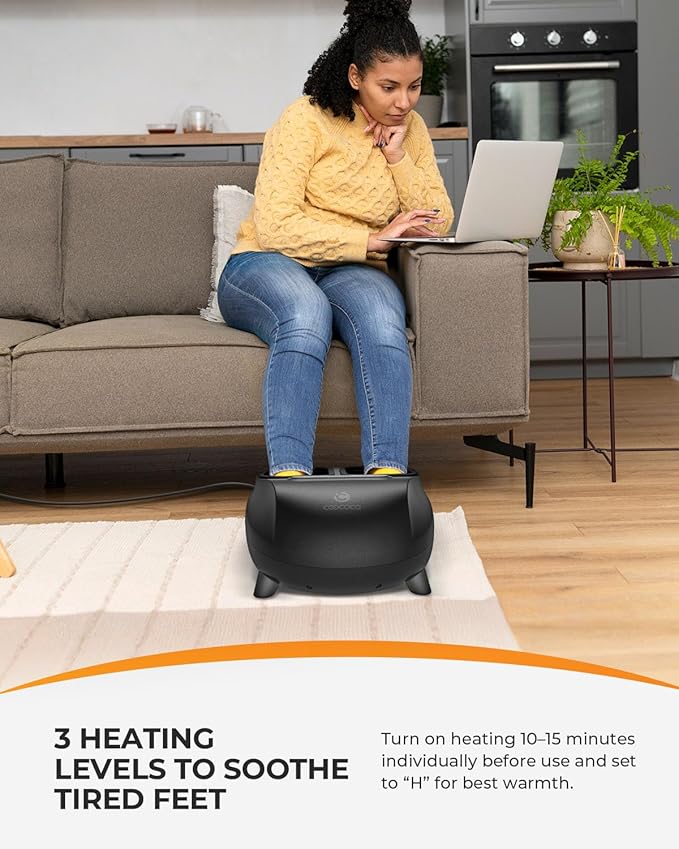 CooCoCo 2026 Upgraded Luxury Foot Massager, Fsa Eligible Items, Heated Foot Massage Machine for Neuropathy & Plantar Fasciitis, Advanced Kneading Compression Shiatsu, Hsa Approved Feet Massager