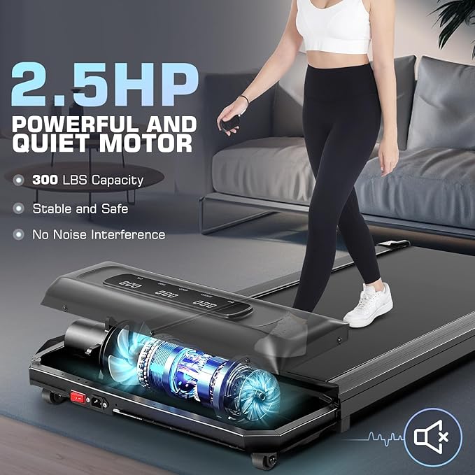Walking Pad Treadmill, Funmily 2.5hp Under Desk Treadmill for Home/Office, 2026 Upgrade 3-in-1 Portable Treadmills with App, Remote Control, LED Display, 300 Lb Capacity