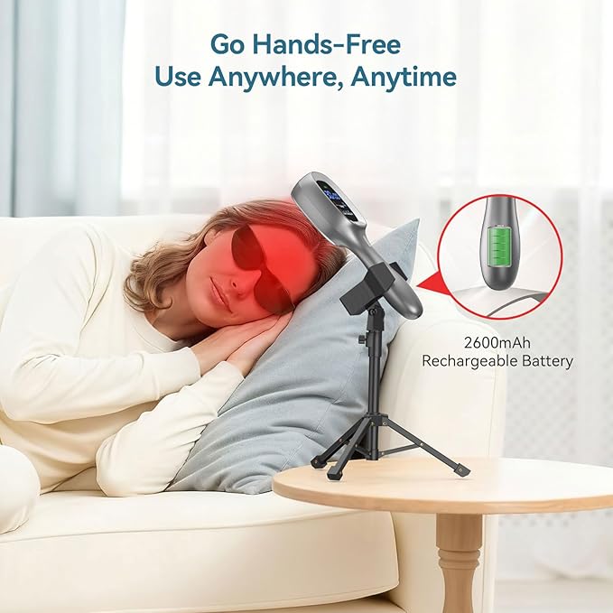Red & Near Infrared Light Therapy Wand with Stand – Handheld Dual-Wavelength 4×808nm & 34×650nm, Rechargeable Cold Red Light Therapy Device for Home Wellness and Pet Use