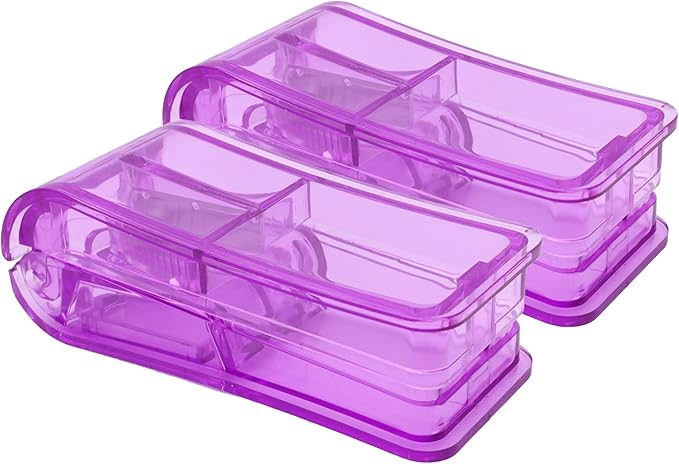 Pill Cutter, Splitter, Organizer for Pills/Supplement/Medication 2 Pcs (Purple)