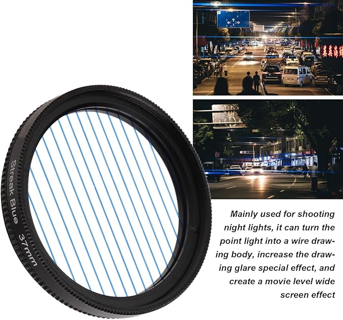 Special Effects Filter, 37mm 40.5mm 43mm 46mm 49mm Special Effects Lens Filter Anamorphic Special Effects Filter,for Most of Digital Cameras on The Market(37mm)