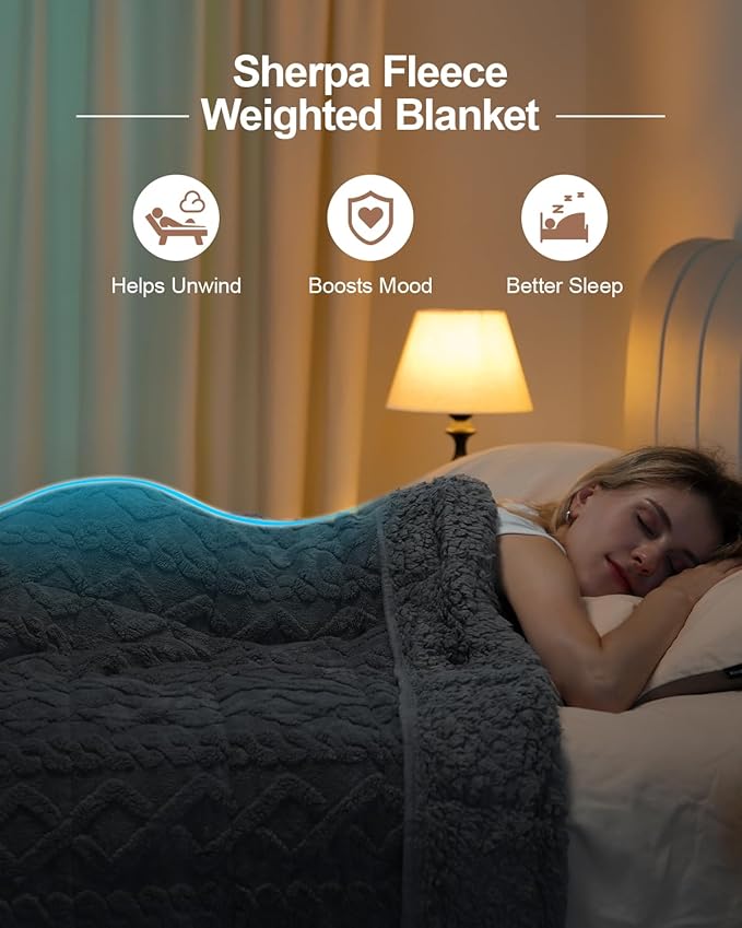 Super Fuzzy Soft Sherpa Fleece Weighted Blanket, 15 lbs Dual Sided Fluffy Heavy Weighted Blankets for Adults - No Bunching with Double Layers of Soft Inner Lining (80"x 87", 15 Pounds)