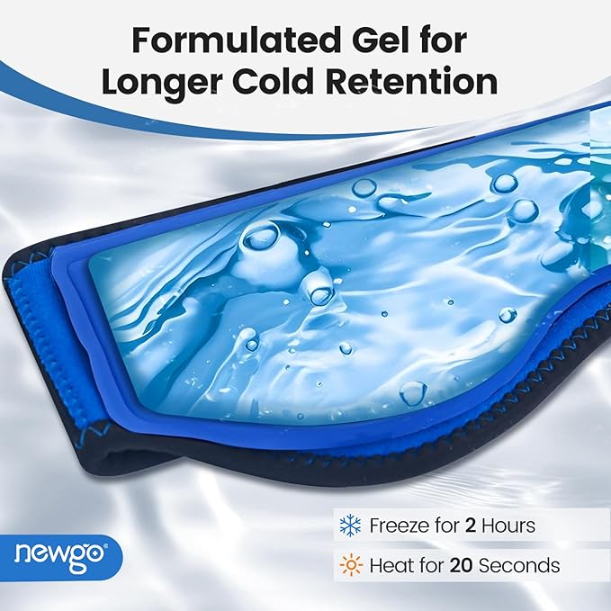NEWGO Headache Ice Pack Head Wrap for Migraines, FSA Eligible, Cold Pack Head Ice Therapy Wrap for Headache Relief, Tension, Sinus Pain, Chemo, Head Injuries