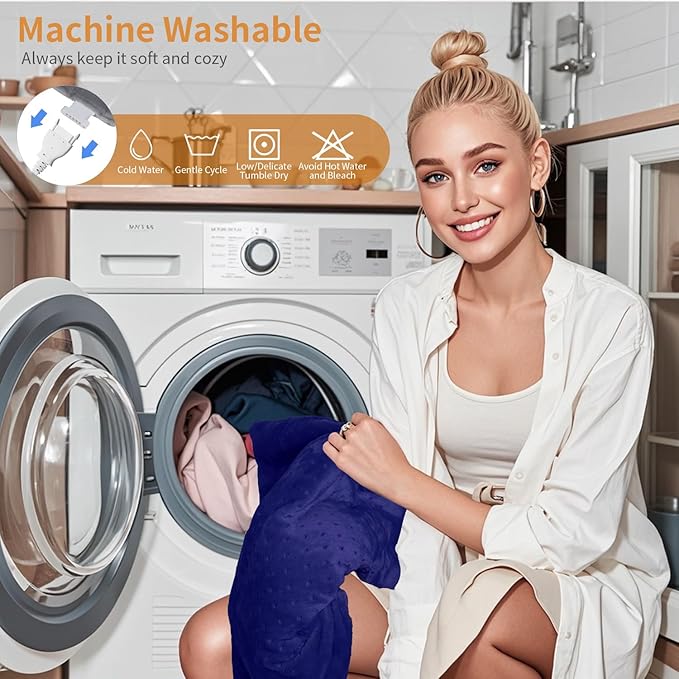 Massaging Weighted Heating Pad,Heating Pads for Back and Shoulders,Electric Heat Pad with 3 Heat Settings 6 Massage & Moist Heat Options,Auto Off,Gifts for Women Men Mom,12"*24",Dark Blue