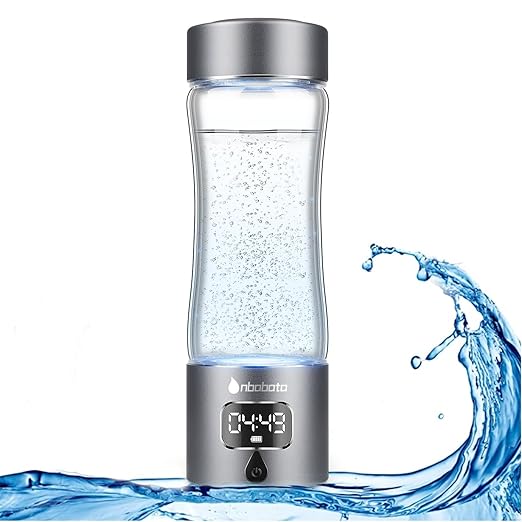 Hydrogen Water Bottle Generator, 340ml Portable Hydrogen Water Maker with SPE/PEM Technology, 5000ppb Rechargeable Ionizer Machine for Health & Wellness, BPA-Free Glass