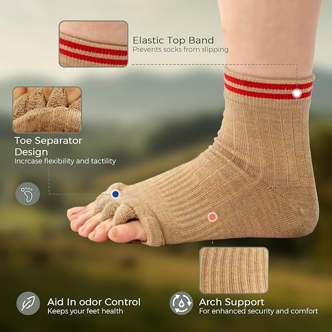 Toe Separator Socks,Foot Alignment Sock for Health Care, Pain Relief, Bunion Corrector, Breathable Toe Socks