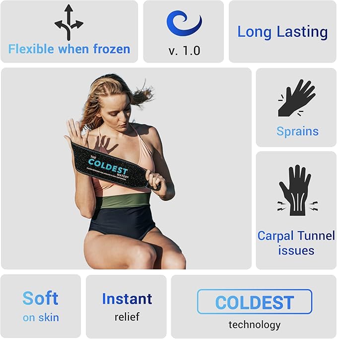 Coldest Wrist Ice Pack Hand Support Reusable Flexible - Best Cold Therapy Relief for Rheumatoid Arthritis, Tendinitis, Carpal Tunnel Pain, Injuries, Swelling, Bruises and Pain (Wrist Ice Pack)