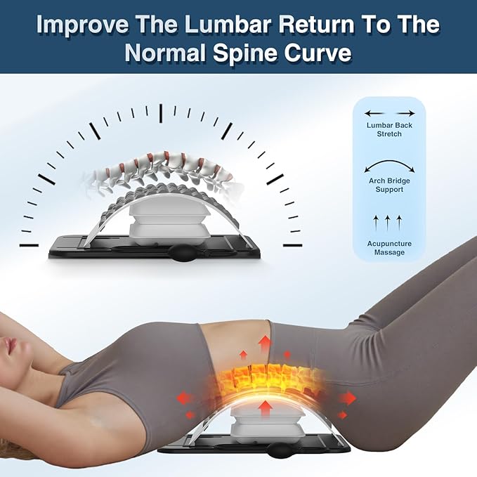 Back Stretcher for Lower Back Pain Relief,Adjustable Inversion Lumbar Traction Device,Lumbar Support Board for Spinal Decompression and Scoliosis,Back Support Sciatica Pain Relief
