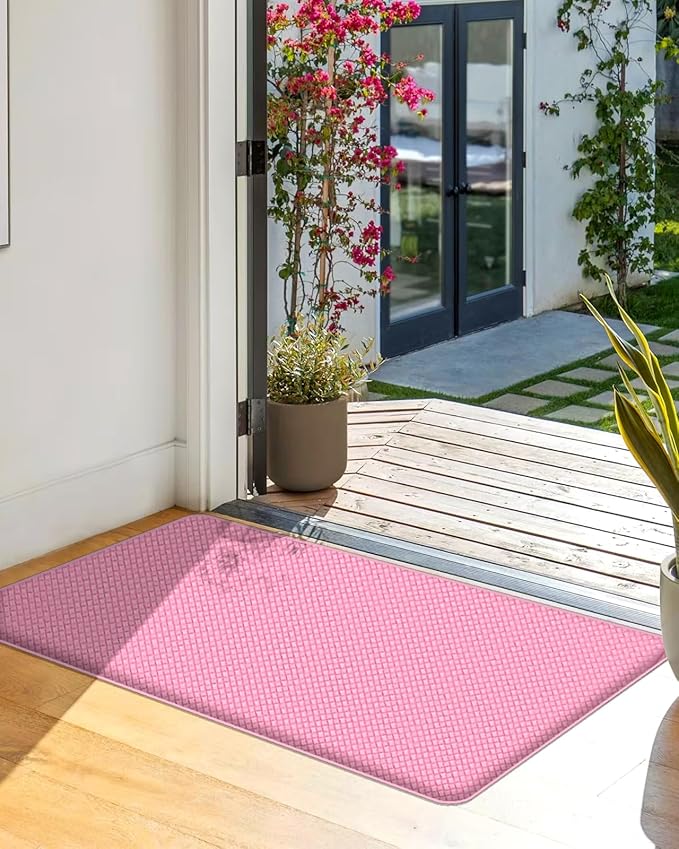 AUTODECO Set of 2 Kitchen Mat and Rugs Washable Cushioned Anti-Fatigue Kitchen Rug for Floor 17"x59" +17"x59", Watermelonred