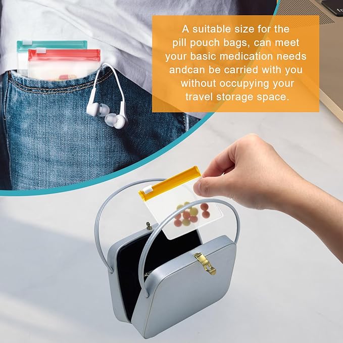 35+2 Pcs Pill Pouch Bags Zippered Pill Pouch Set with 2 Sheets Label, 7 Colors Pill Pouches for Medicine Travel Reusable Small Plastic Pill Bags for Travel/Home Daily use
