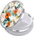 Nipichsha Pill Box, Small Pill Case for Purse & Pocket, Cute Travel Medicine Organizer, Portable Medicine Container Holder to Hold Vitamins, Medication, Fish Oil & Supplements, White Flowers