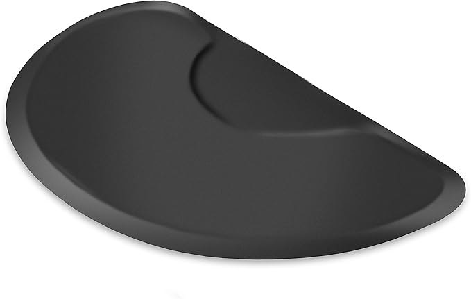 Saloniture 3 ft. x 5 ft. Salon & Barber Shop Chair Anti-Fatigue Floor Mat - Black Semi Circle - 1/2 in. Thick