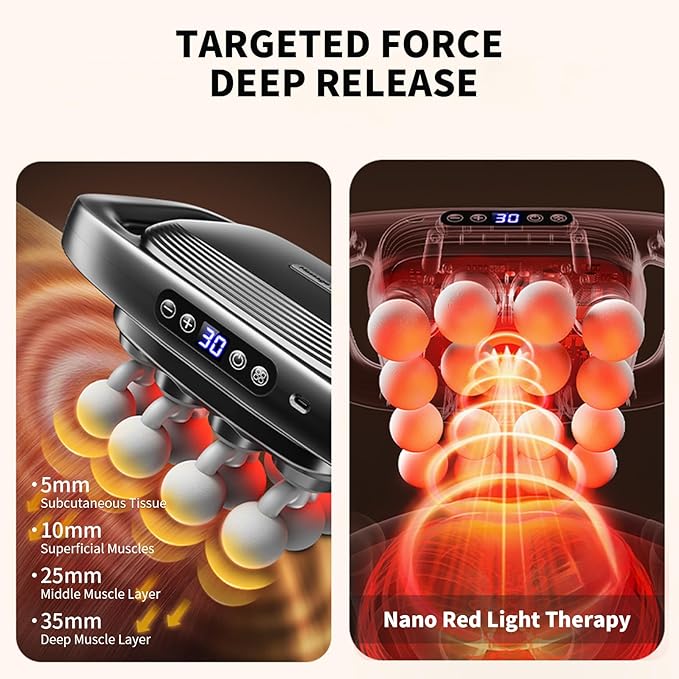 16 Head Massage Gun Deep Tissue, Gift for Husband 2026 Upgrade 48KG Force, 3 Modes & 30 Intensities, Quiet Portable with Dual Safety Protection for Neck Back Legs Waist Pain Relief