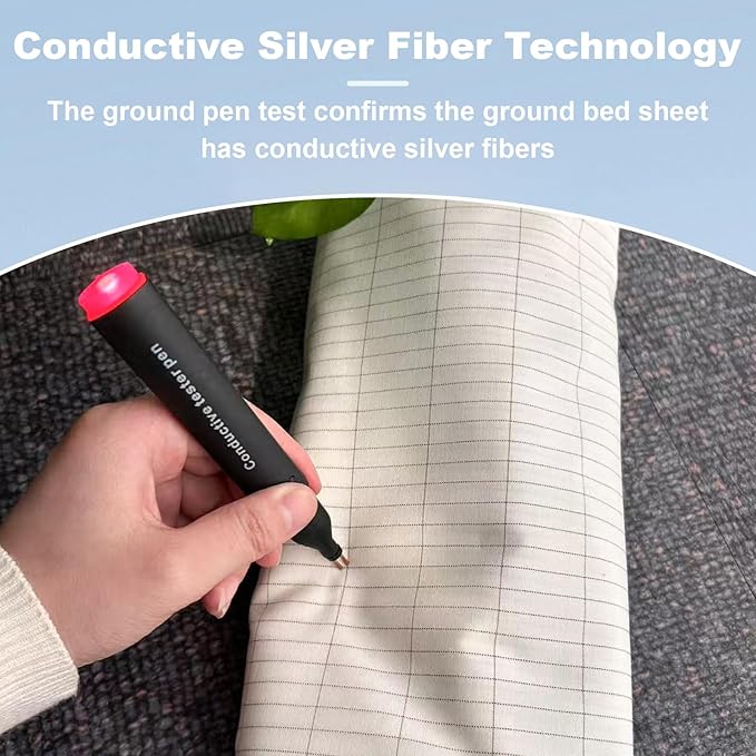 Grounding Sheets King,Grounding Bed Sheet 10% Silver Fiber,Grounding Flat Sheet 76 * 80 in,Grounding Sheet with Grounding Wire (White,King)