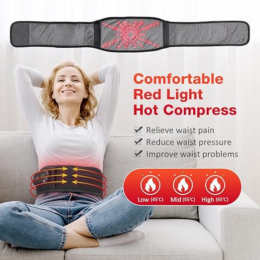 NORTHERN BROTHERS Cordless Heating Pad for Back Pain Relief with Vibration, Heated Waist Belt Wrap for Lower Back & Period Cramps, 5000mAh, 3 Heat & 3 Vibration Modes, Adjustable up to 58", Black