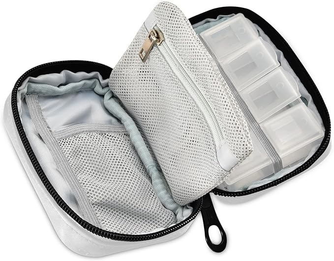 Personalized Custom Pill Case 7 Day Pill Organizer Travel Pill Case Portable Weekly Pill Box Bag Container Vitamin Supplement Holder with Zipper for Family Business