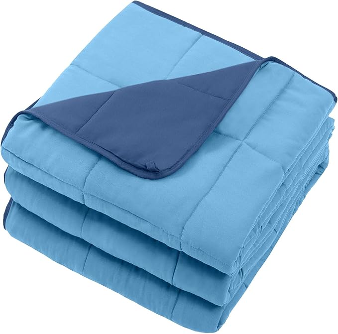 Blue Weighted Blanket for Adults 12lbs, 60"x80", Queen Size Cooling Heavy Throw Blanket for 110-130lbs, Microfiber Soft Thick Big Blankets Weighted Comforter Gift for Sleeping