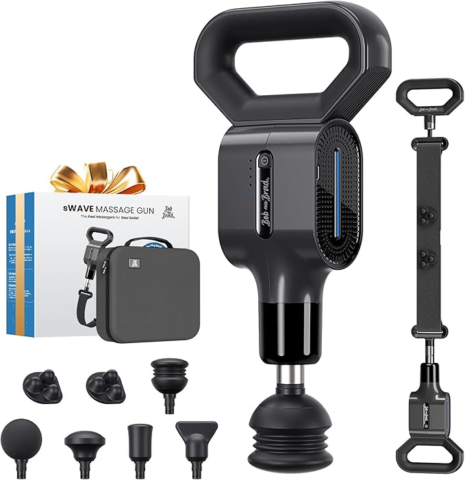 BOB AND BRAD Massage Gun with Massage Strap for Hard to Reach - Dual-Mode Percussion & Compression Massager for Muscle Recovery, Pain Relief in Back & Shoulders, FSA-HSA Eligible, Pain Relief Gift