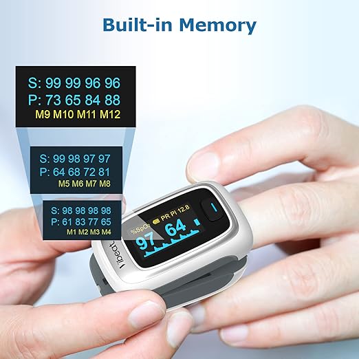 Vibeat Bluetooth Fingertip Pulse Oximeter with Pulse Rate, Blood Oxygen Saturation Monitor | Finger O2 Meter, Batteries and Lanyard Included, Free APP