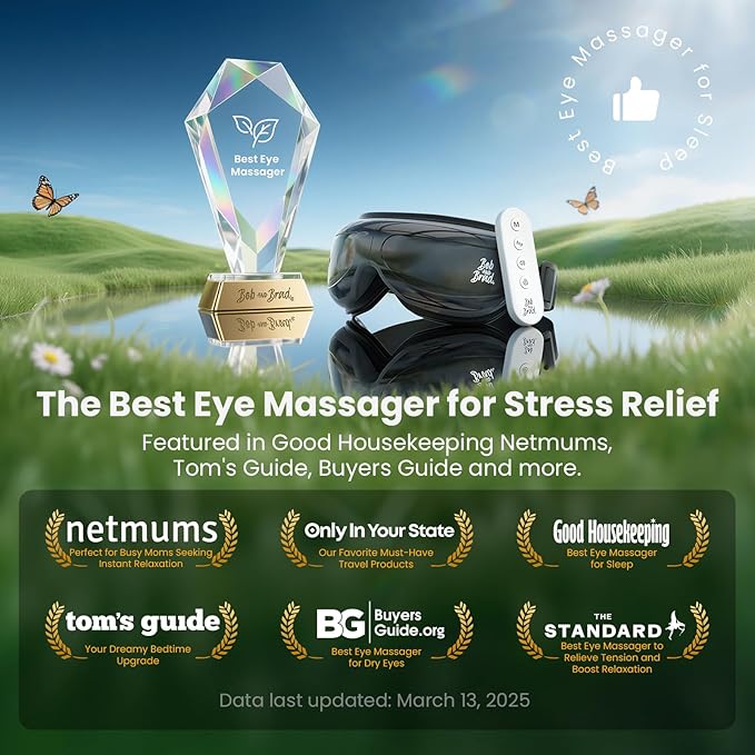 BOB AND BRAD Eye Massager with Remote Control FSA Eligible HSA - EyeOasis 2 Eye Massager with Heat Compress - Electric Headache Massager with Heat for Migraines & Dry Eye Relief