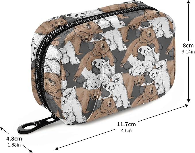 Bear Panda Pill Box 7 Day Pill Case Travel Pill Organizer Bag with Zipper Portable Weekly Case Bag Compact Size for Vitamin Supplement Holder