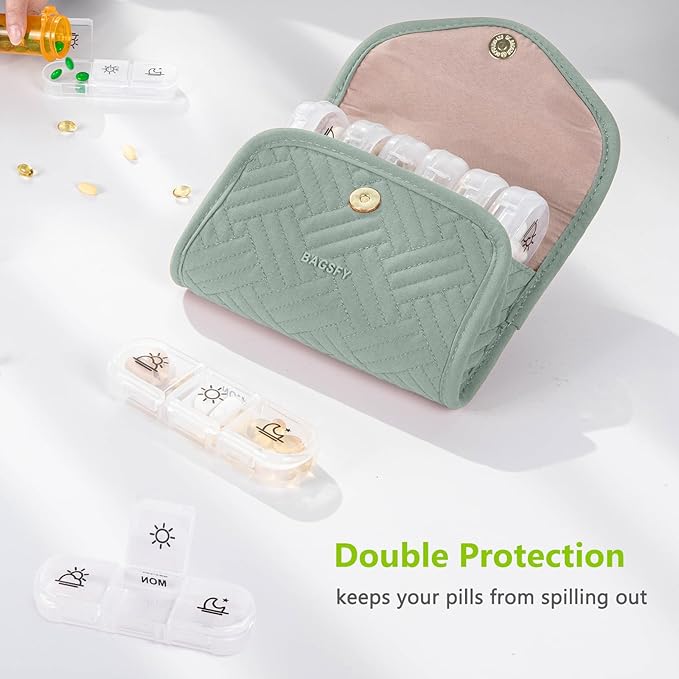 BAGSFY Weekly Pill Organizer 3 Times a Day in a Cute Fabric Pill Case, Medicine Pill Organizer, Pill Box, Portable Travel Pill Case, Pill Container for Medication, Vitamins, Fish Oils, Supplements