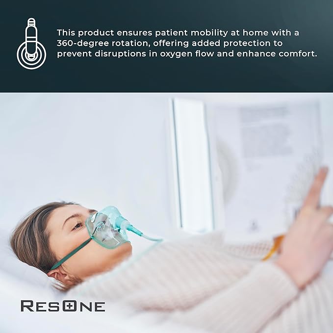 ResOne Oxygen Tubing Swivel Connectors 1-Pack - Nasal Cannula, Hose, Tube Connectors, Oxygen Line Splitter, Concentrator Supplies, 360-Degree Rotation, Medical, Home Use, Standard Size - Male/Female