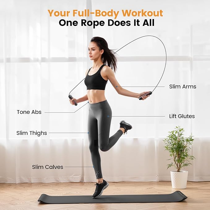 Jump Rope,Tangle-Free Rapid Speed Jump Rope with Ball Bearings for Men,Women and Kids,Adjustable Steel Skipping Rope with Ergonomic Foam Handles,A Ideal Equipment and Accessories for Workout,Fitness,Exercise,Home Gym,Slim Body