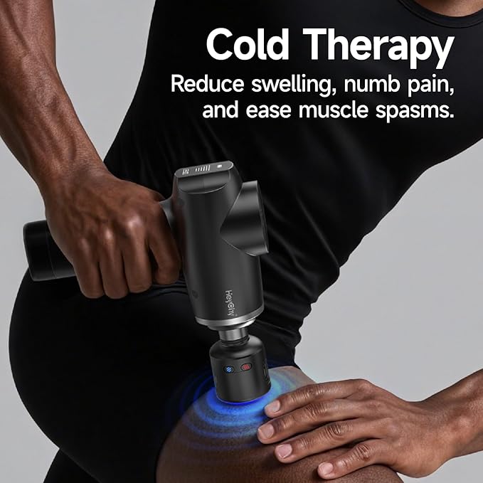 Percussion Massage Gun Deep Tissue with Heat and Cold Head, Portable Handheld Muscle Massager, Percussion Back Body Masajeador 12mm Amplitude for Athletes, FSA Eligible & HSA Approved
